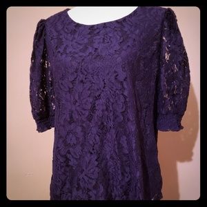 Worthington deep purple lacey blouse